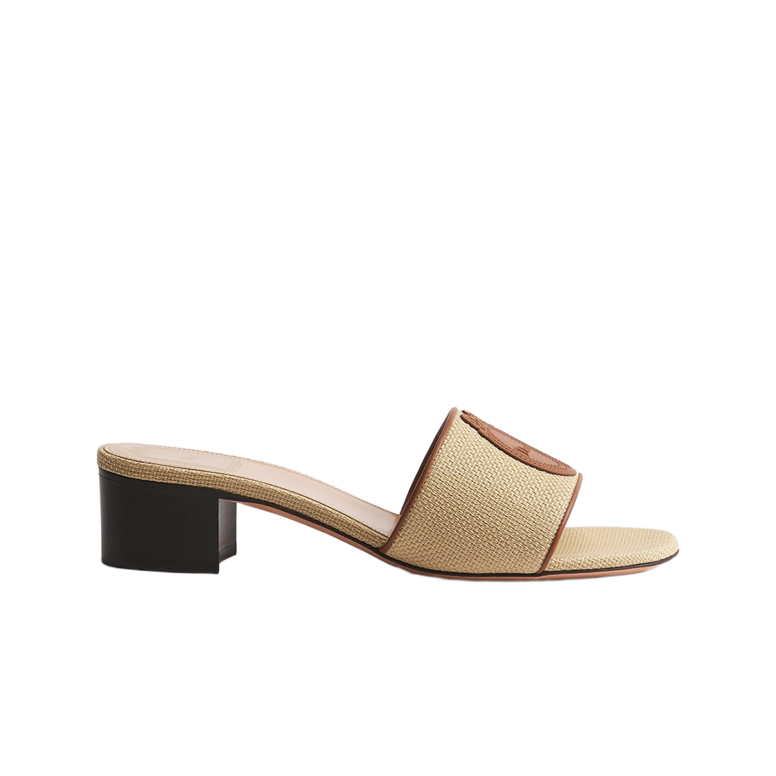 KCO728LEC-S07J Dior Dioriviera Dior Medallion Heel Slide Embroidered Cotton & Calfskin Natural Cognac Brown
