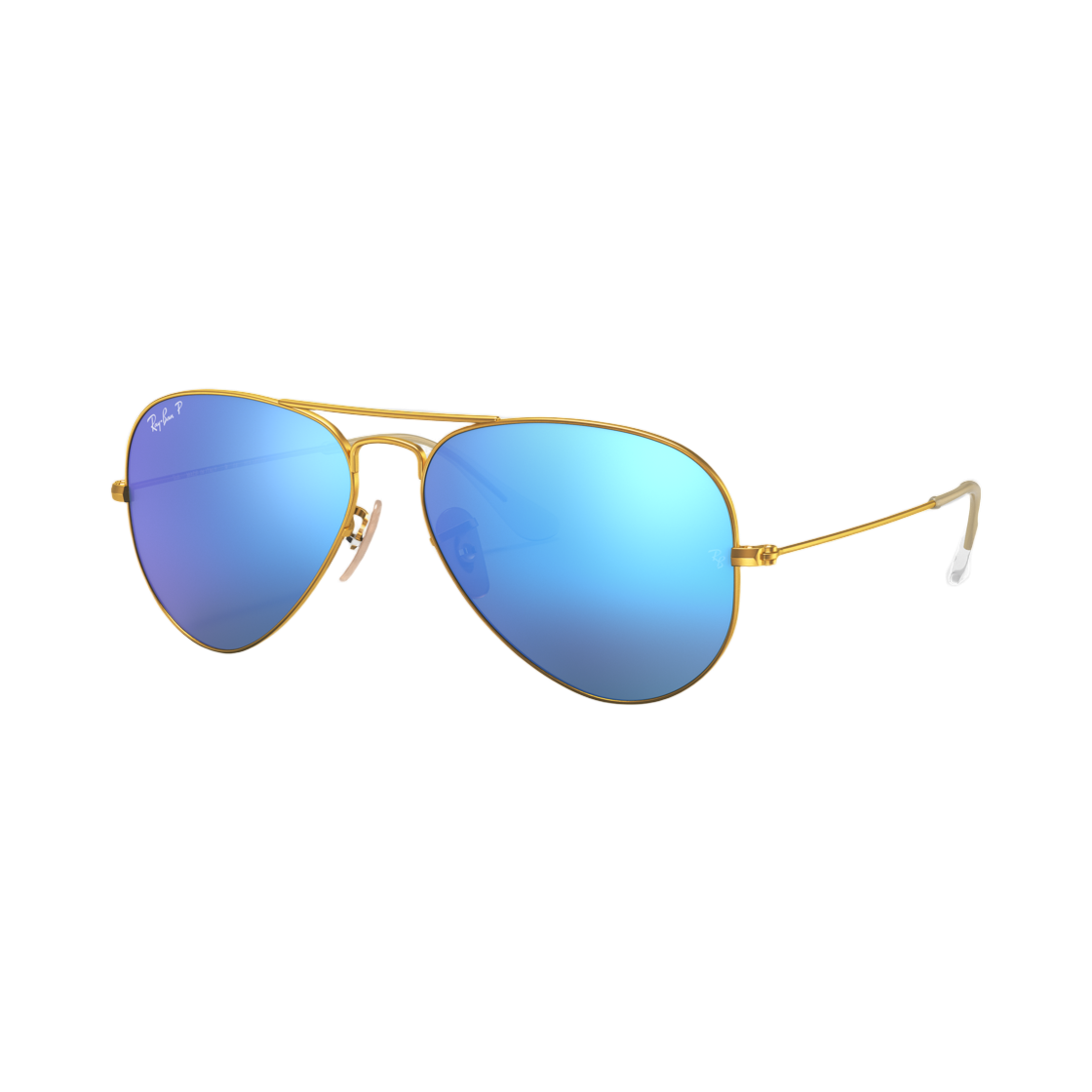 RB3025-112/4L Ray-Ban Aviator Flash Lenses Matte Gold Frame Blue Polarized Lense Adjustable Nosepads