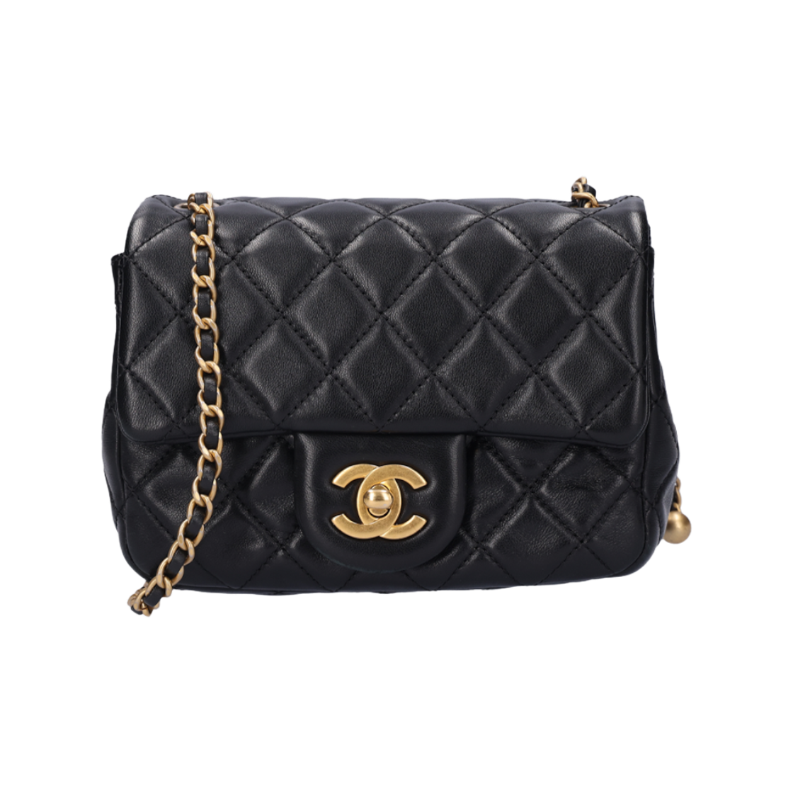ITJ994TJ4EBK Chanel Petit Sac Mini Flap Bag Lambskin Black & Gold