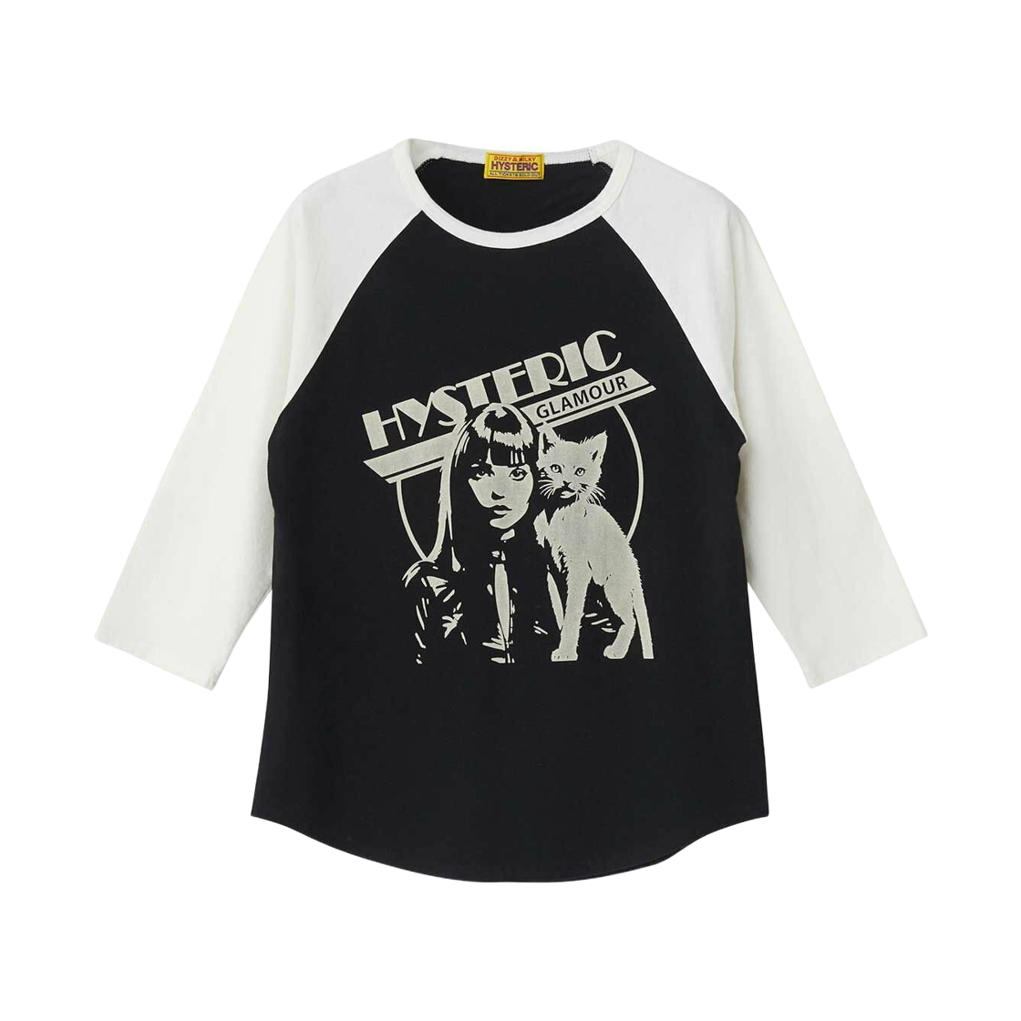 01261CL01 (W) Hysteric Glamour Hysteric Woman Cat 3/4 Sleeve T-Shirt Black