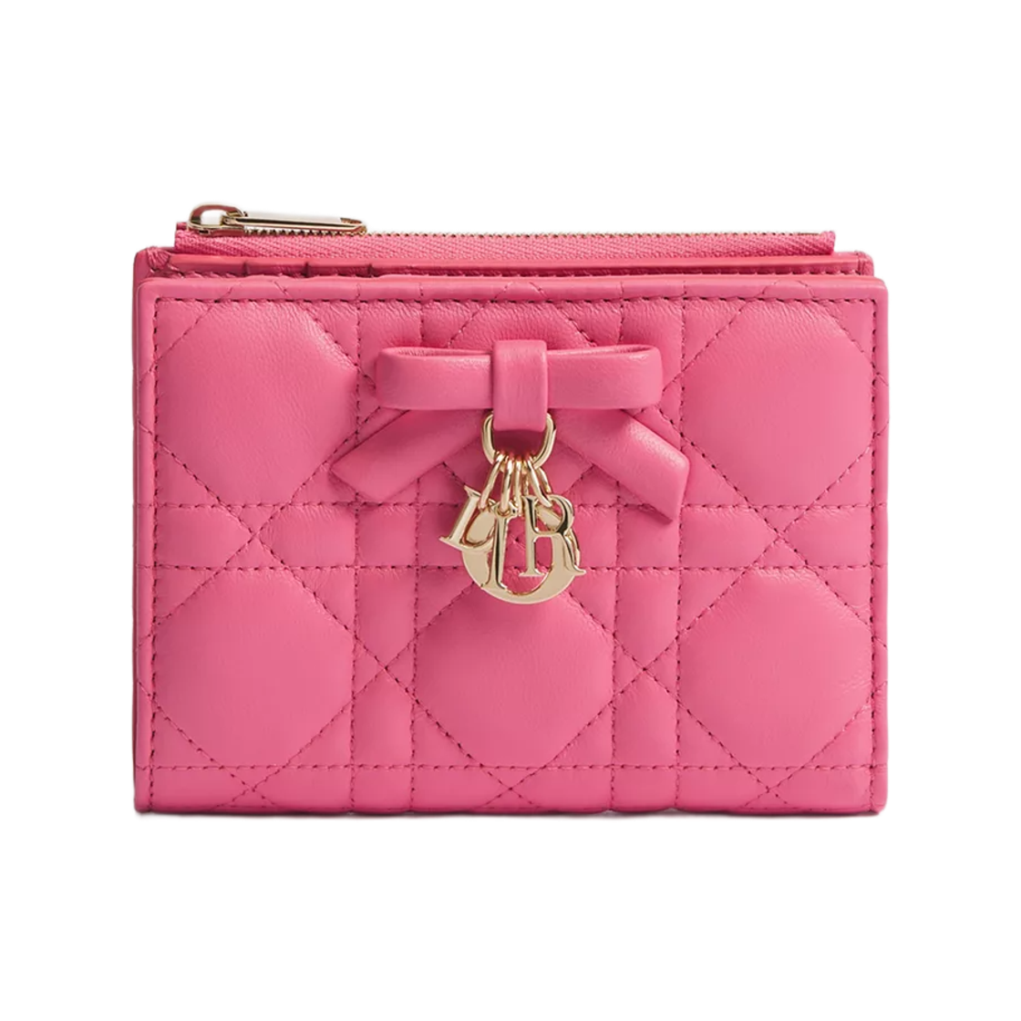 S2605OUQA-M27N Dior Lady Dior Dahlia Wallet Cannage Lambskin Fraise