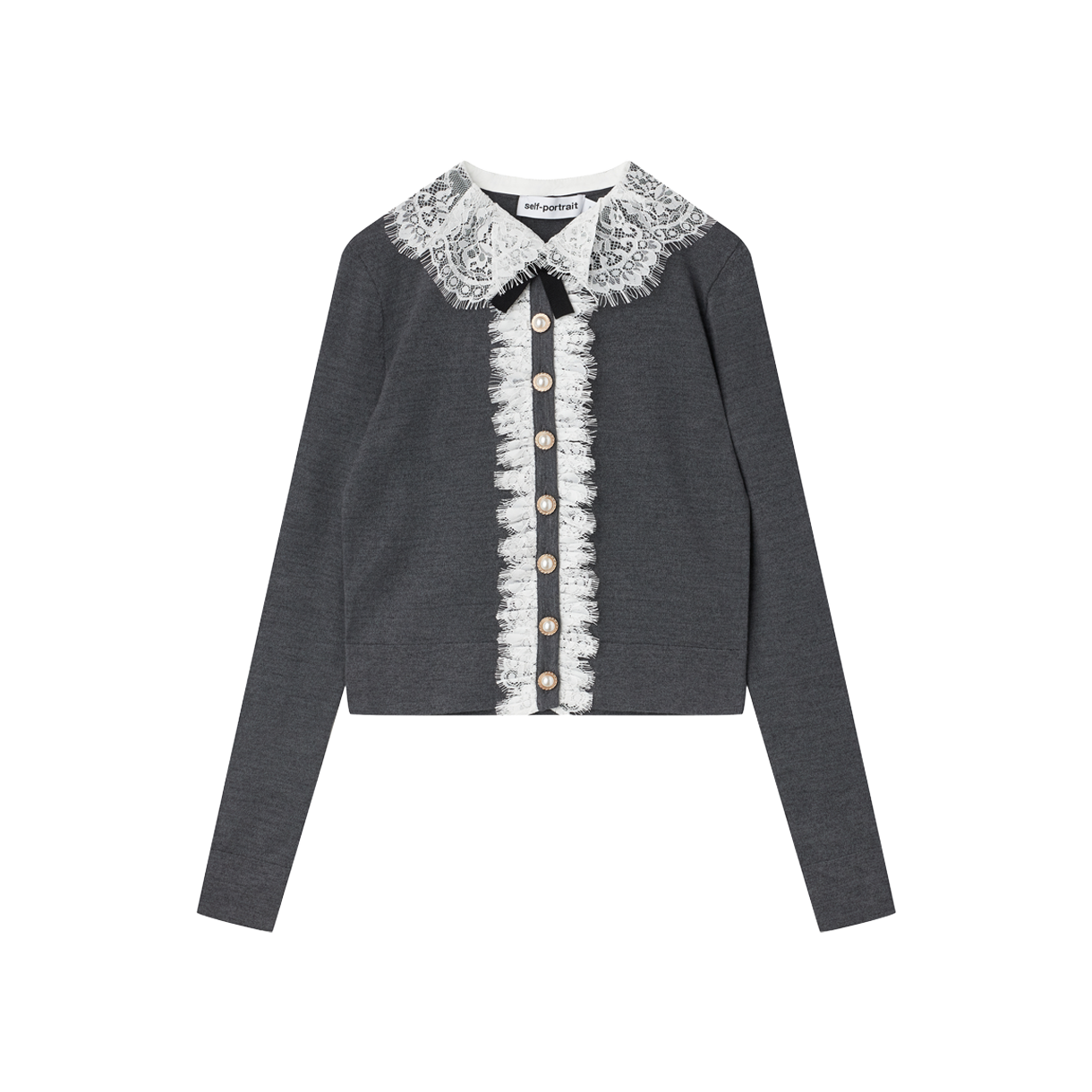 셀프 포트레이트 우먼 레이스 칼라 니트 가디건 그레이 - 26FW(Self Portrait Women Lace Collar Knit Cardigan Gery - 26FW)