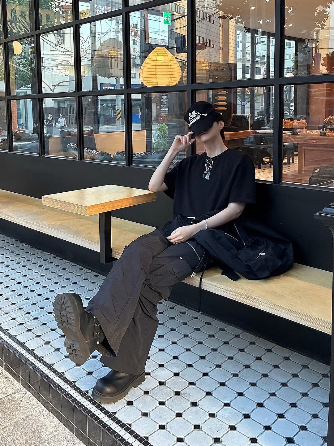 [트리플적립] PACOSPLY Two Icon Cap Black 착용 스타일