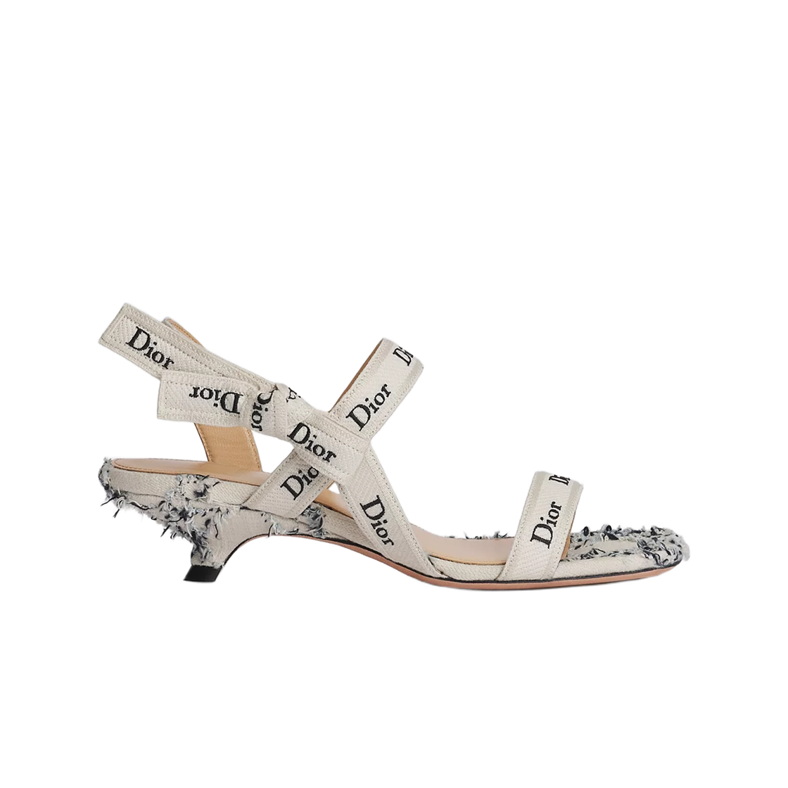 KDO537DNF-S33U (W) Dior J'Adior Strap Heel Sandal Cannage Cotton Boucle White Blue