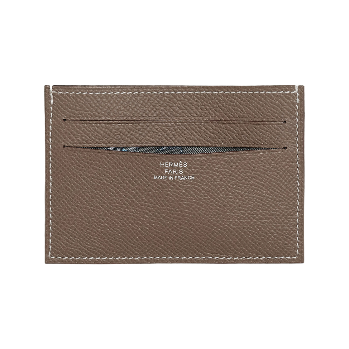 H087017CAAF Hermes Citizen Twill Card Holder Epsom Calfskin & Etoupe Vert Mangrove Gris Pantin
