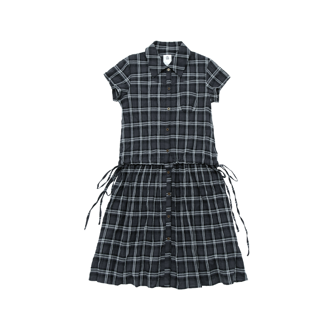 폴리테루 우먼 루즈드 체크 드레스 네이비(Polyteru Women Loosed Check Dress Navy)