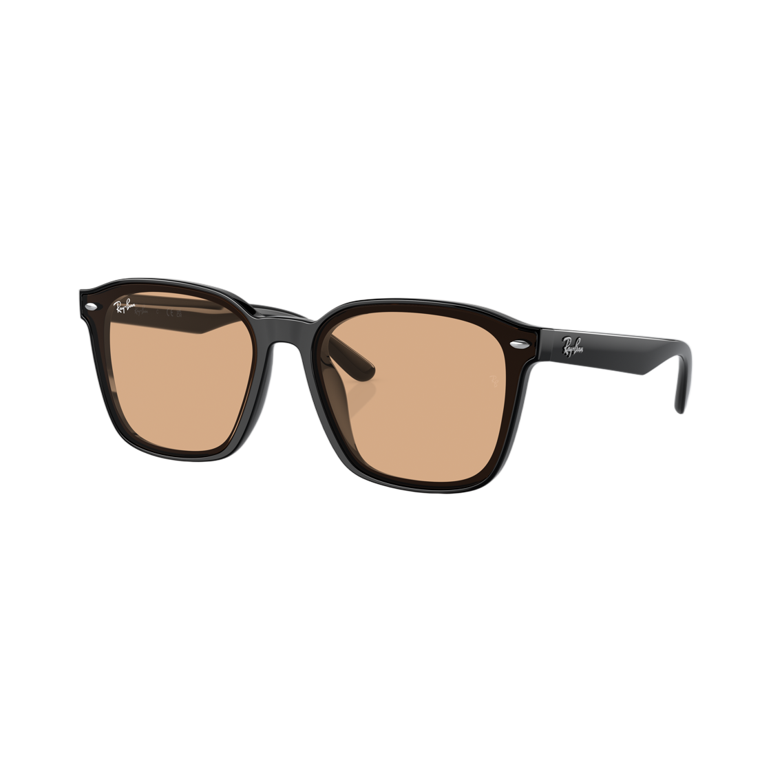 RB4392D-601/93 Ray-Ban RB4392D Polished Black Frame Brown Lense Low Bridge Fit