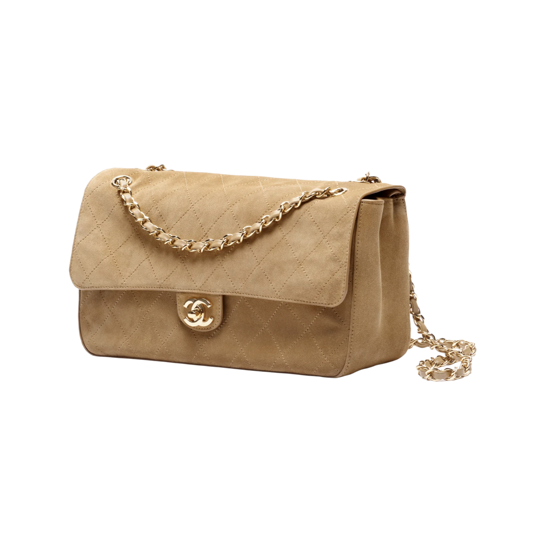 샤넬 맥시 플랩 백 스웨이드 카프스킨 & 골드 메탈 다크 베이지(Chanel Maxi Flap Bag Suede Calfskin & Gold Dark Beige) - 2