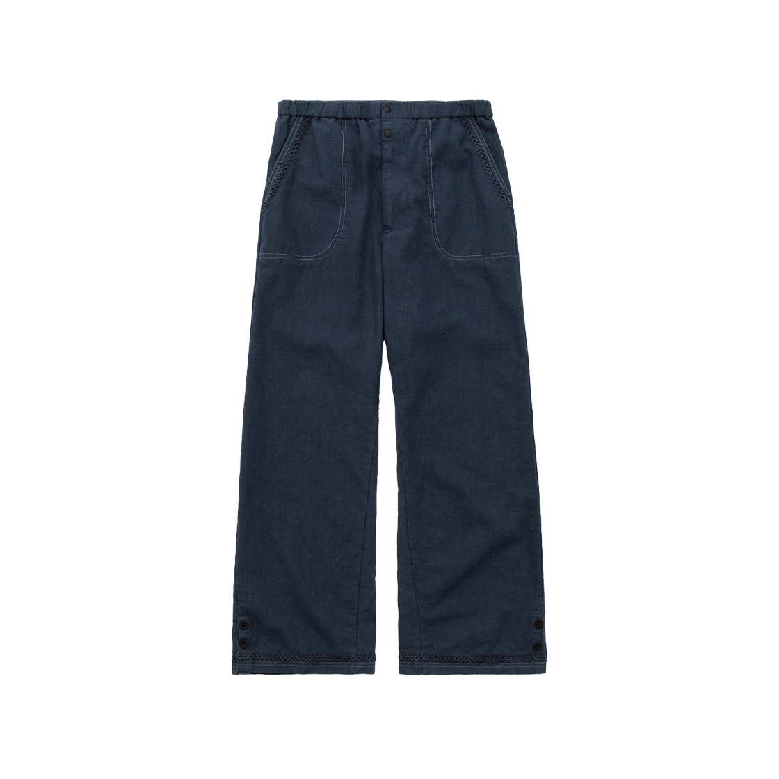 [더블적립] 폴리테루 우먼 라미 크로셰 팬츠 블루 네이비([더블적립] Polyteru Women Ramie Crochet Pants Blue Navy)