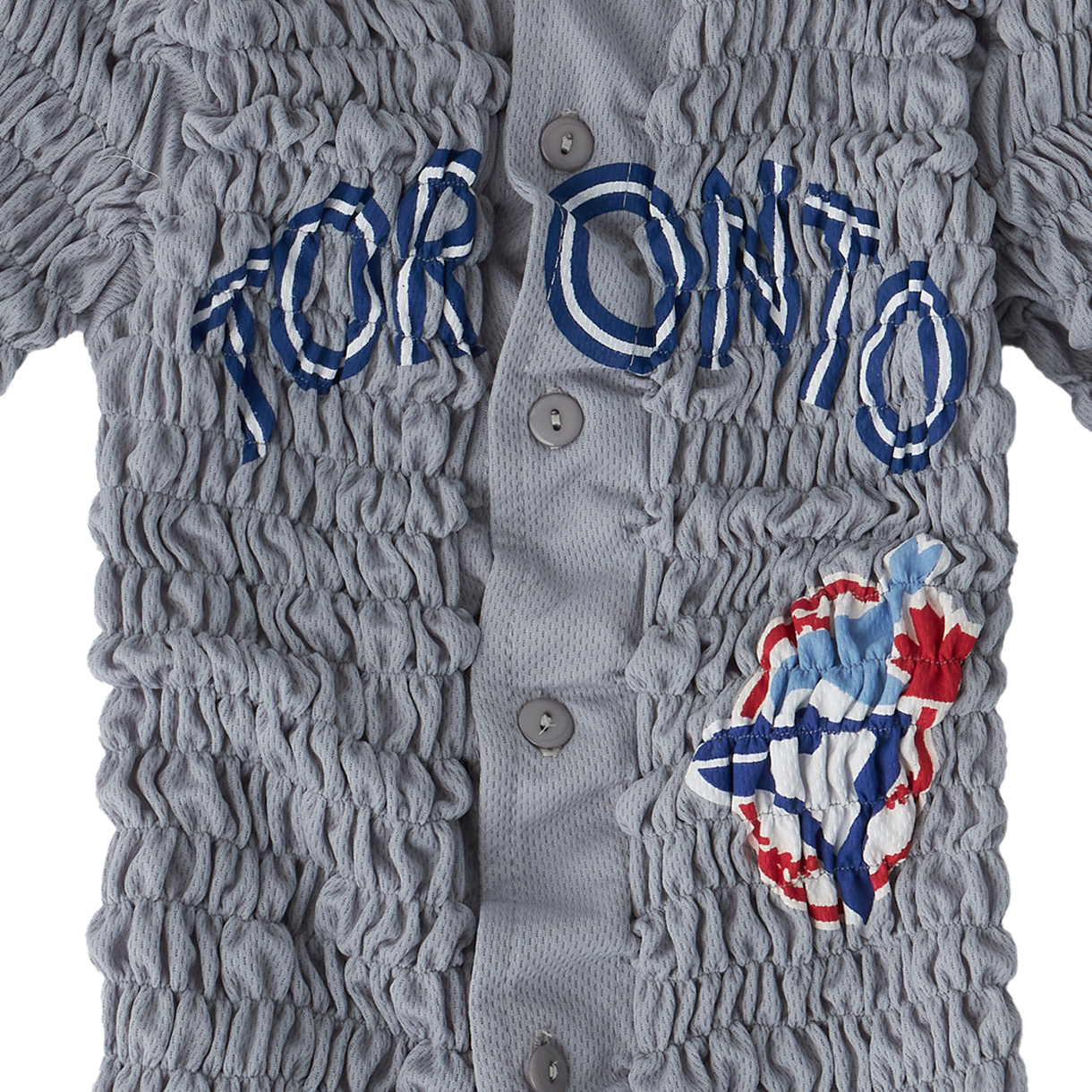 코너 아이브스 우먼 리컨스티튜티드 셔링 베이스볼 저지 멀티 - 26FW(Conner Ives Women Reconstituted Shirred Baseball Jersey Multi - 26FW) - 4