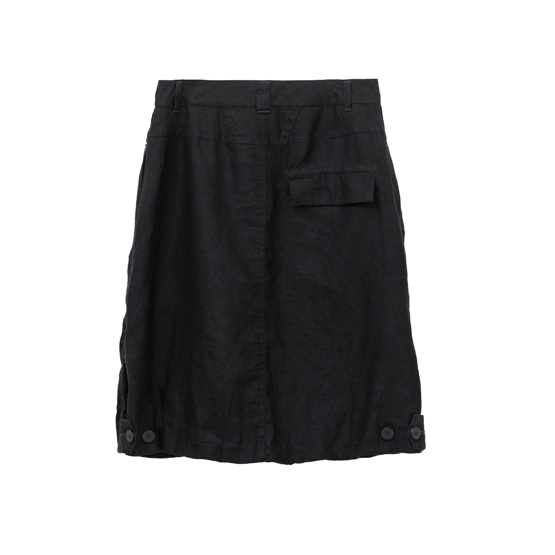 [더블적립] 폴리테루 우먼 린넨 미디 스커트 블랙([더블적립] Polyteru Women Linen Midi Skirt Black) - 2