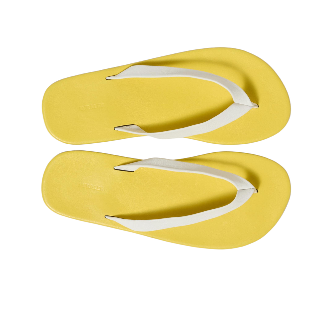 (W) 오라리 소프트 레더 플립 플랍 옐로우 화이트((W) Auralee Soft Leather Flip-Flops Yellow White) - 2