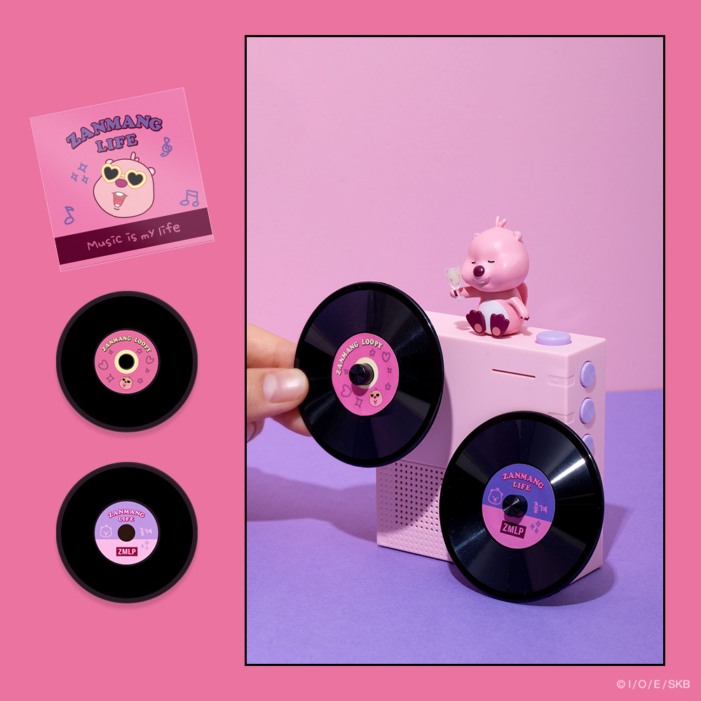 로이체 잔망루피 충전식 휴대용 듀얼페어링 TWS 블루투스 LP 턴테이블 스피커 + 데코스티커 세트(Royche Zanmang Loopy Rechargeable Portable Dual Pairing TWS Bluetooth LP Turntable Speaker + Deco Sticker Set) - 4