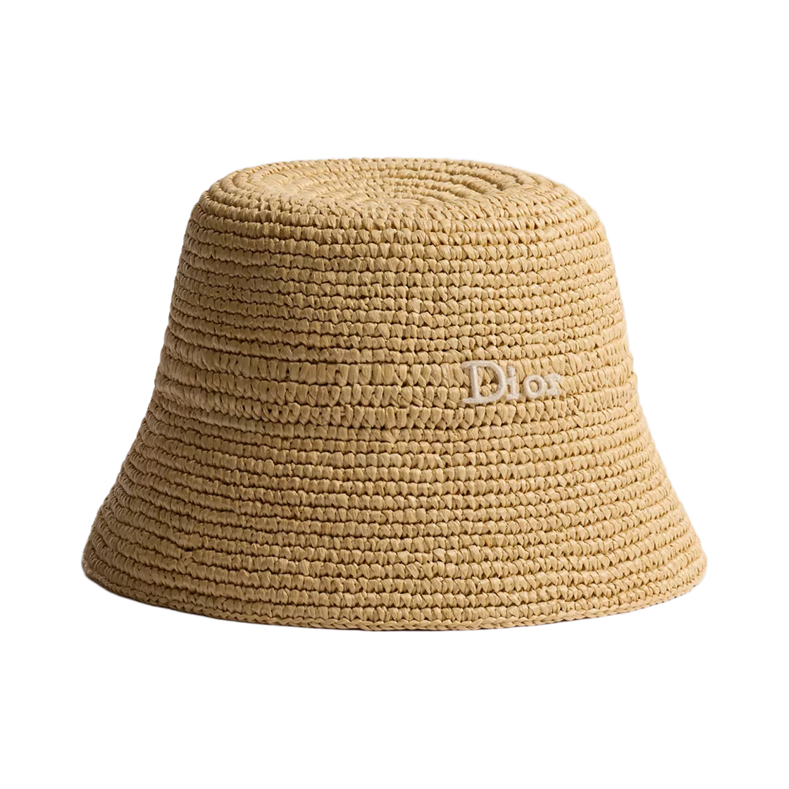 CPT07177ESYR-C100 Dior Dioriviera D Tulipe Narrow Brim Cloche Hat Raffia Effect Textile Natural