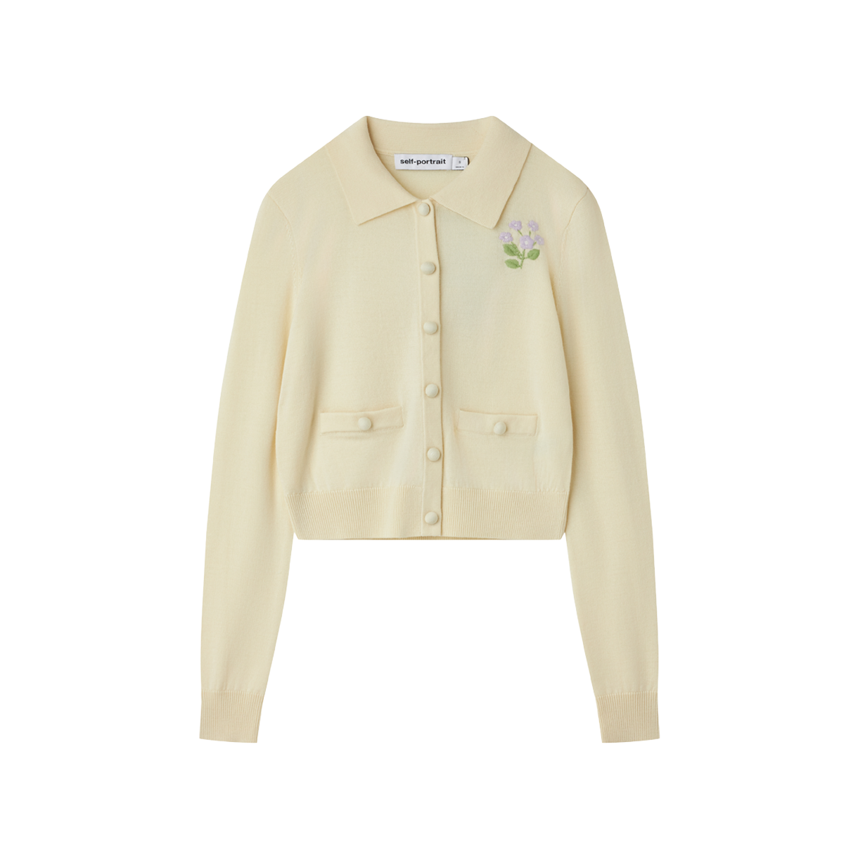 셀프 포트레이트 우먼 플라워 엠브로이더드 니트 가디건 옐로우 - 26FW(Self Portrait Women Flower Embroidered Knit Cardigan Yellow - 26FW)