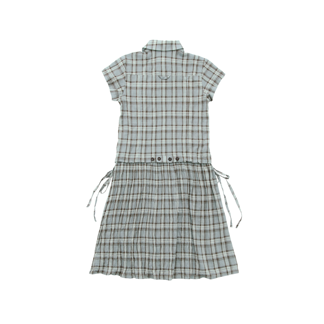 폴리테루 우먼 루즈드 체크 드레스 라이트 블루(Polyteru Women Loosed Check Dress Light Blue) - 2