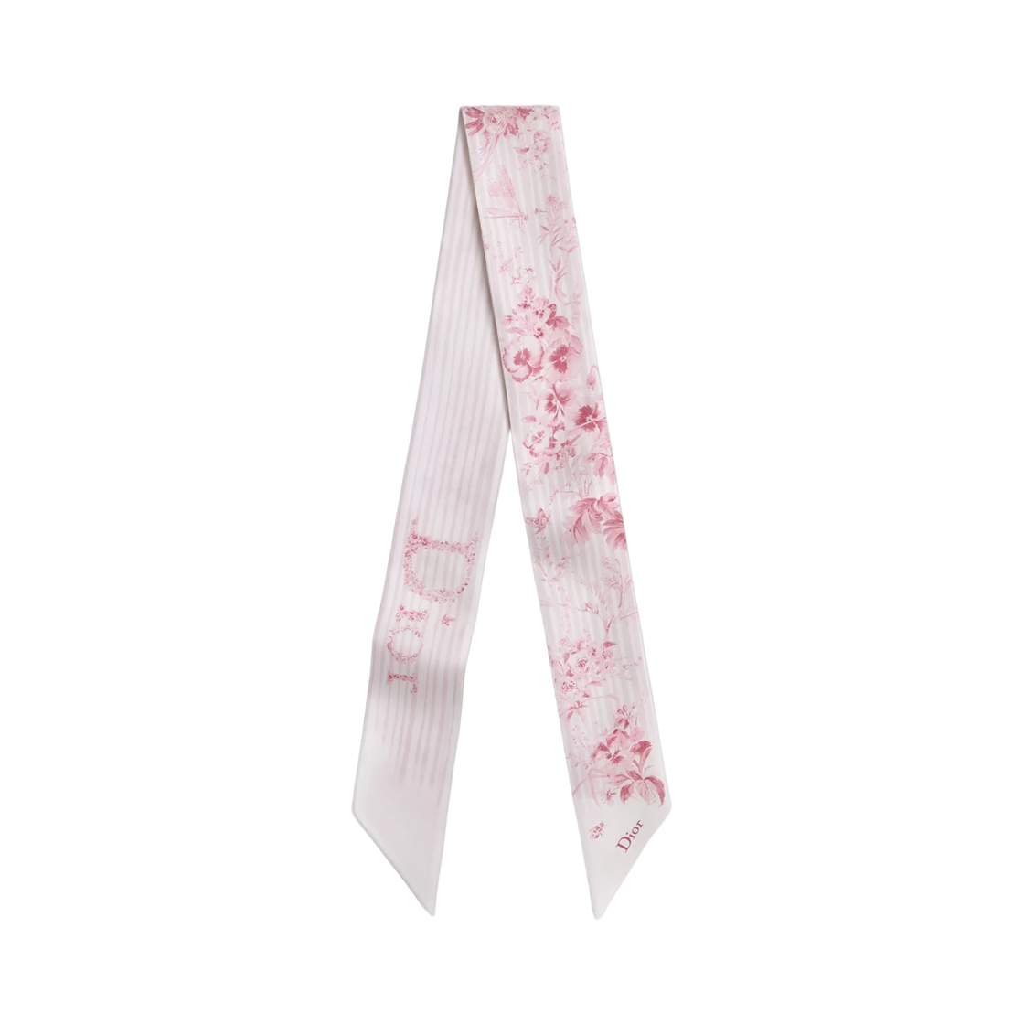 64TM106I6144-C405 Dior Dioriviera Toile De Jouy Floral Garden Mitzah Scarf Silk Twill White Pink