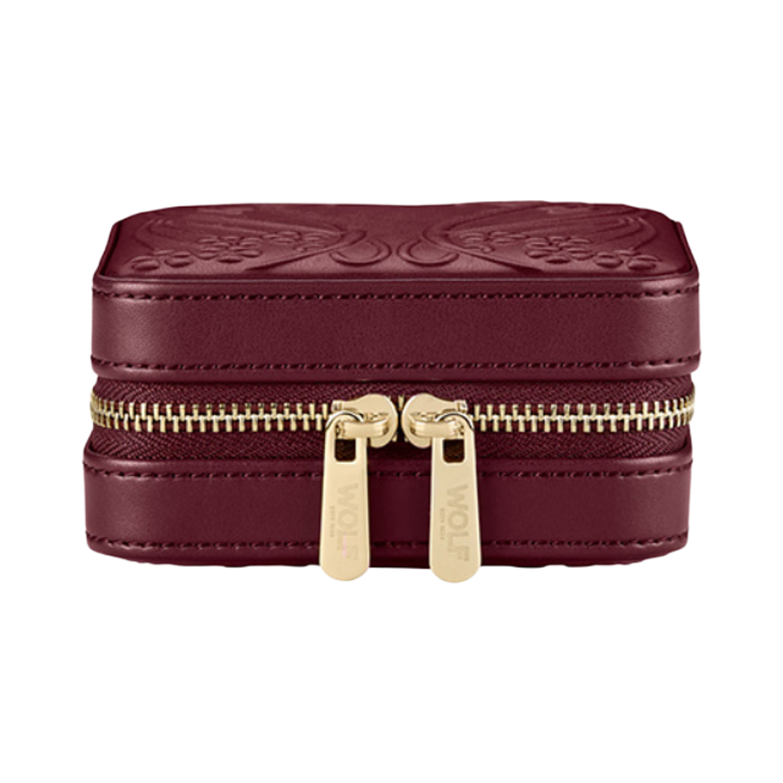 381227 Wolf 1834 x Liberty London Small Zip Jewelry Case Burgendy