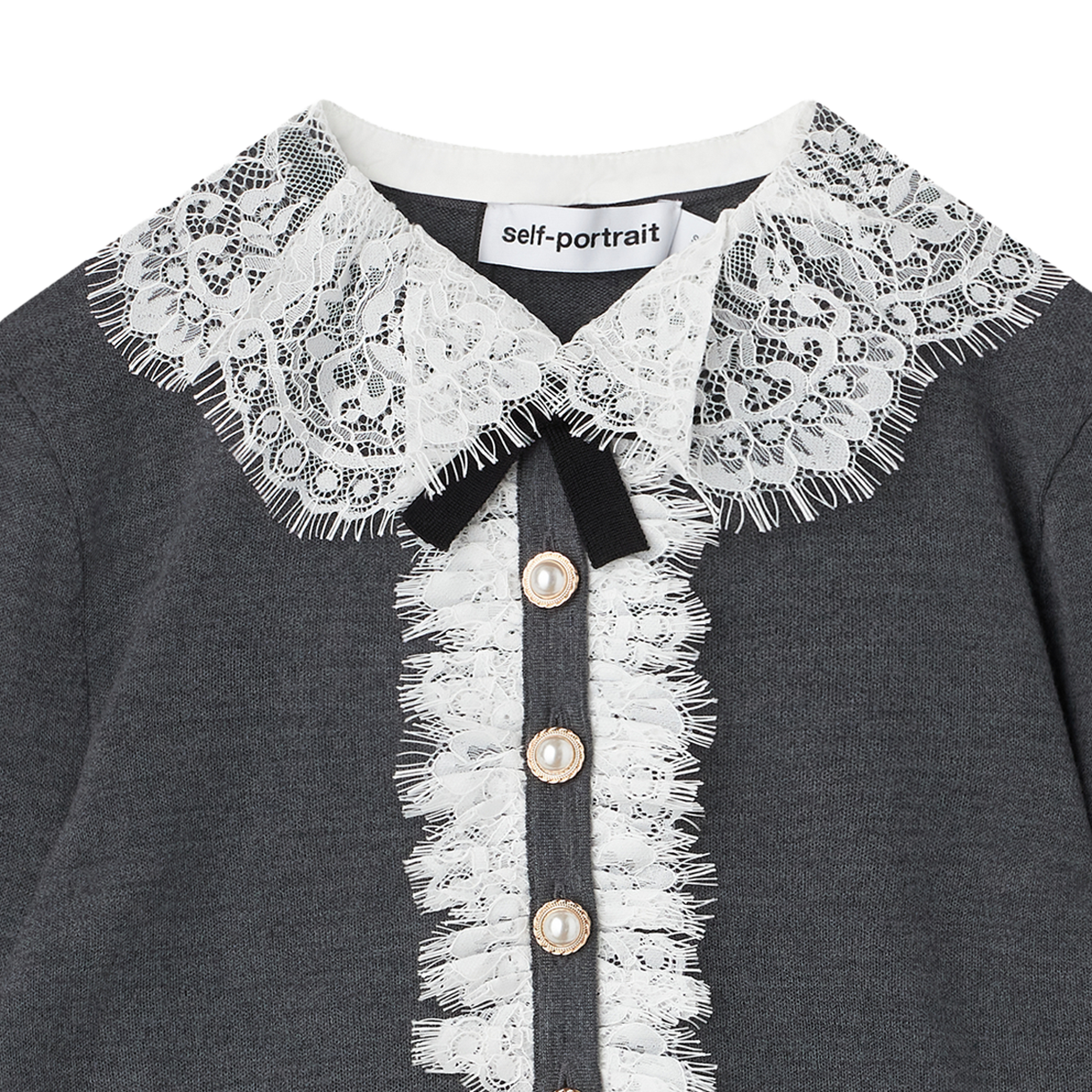 셀프 포트레이트 우먼 레이스 칼라 니트 가디건 그레이 - 26FW(Self Portrait Women Lace Collar Knit Cardigan Gery - 26FW) - 3