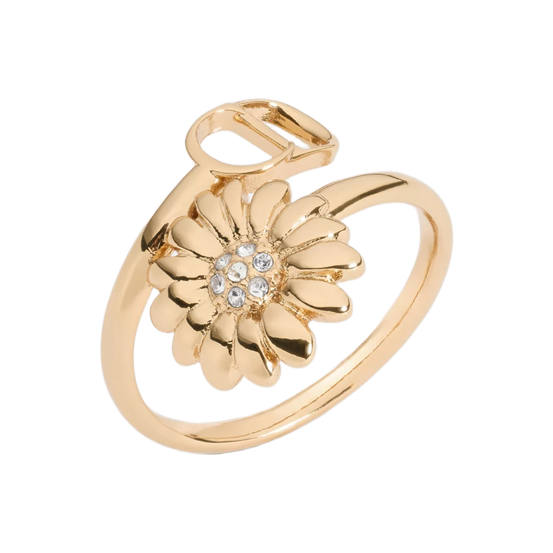 R2840WOMCY-D319 Dior CD Multi Flower Ring Finish Metal & Crystals Gold