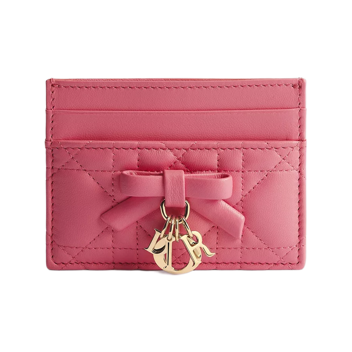S2604OUQA-M27N Dior Lady Dior Freesia Card Holder Cannage Lambskin Fraise