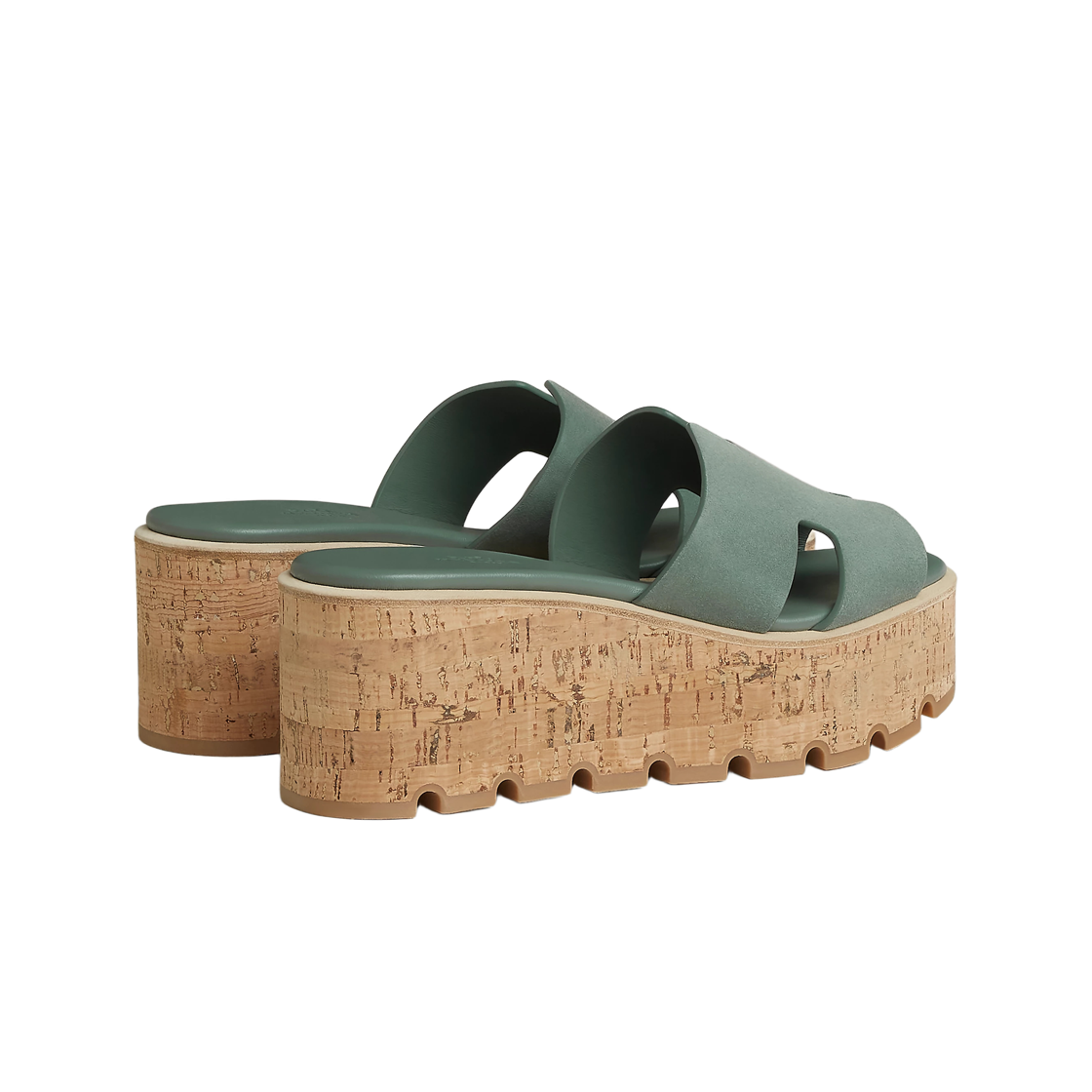 (W) 에르메스 에제 30 샌들 스웨이드 고트스킨 & 베르 세드르((W) Hermes Eze 30 Sandal Suede Goatskin & Vert Cedre) - 2