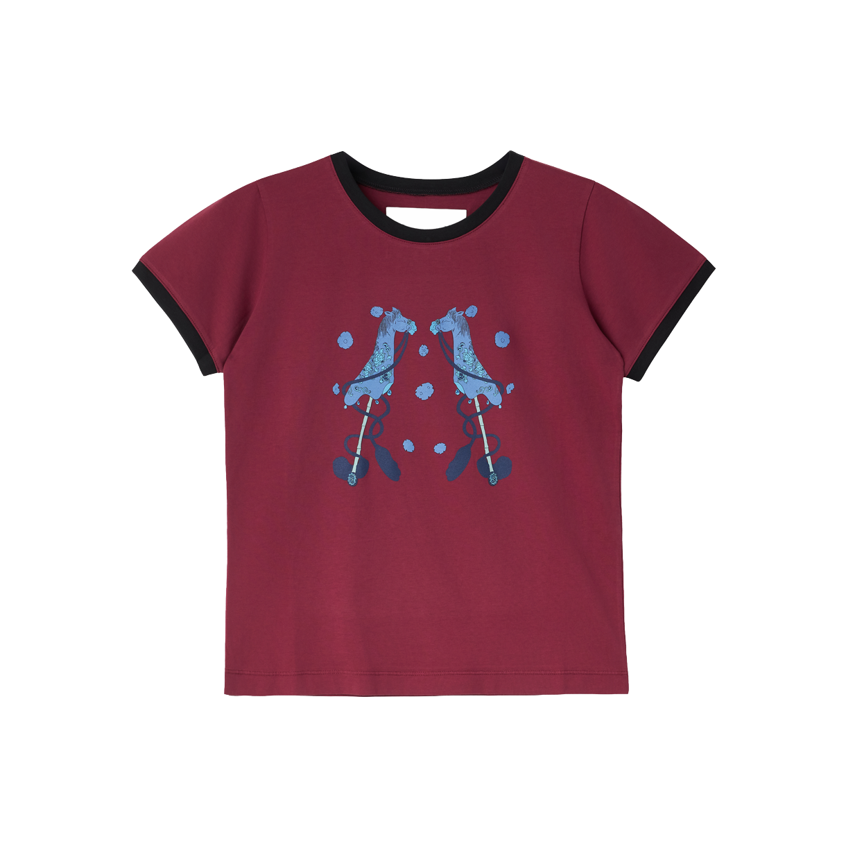 코너 아이브스 우먼 하비 홀스 프린트 티셔츠 버건디 - 26FW(Conner Ives Women Hobby Horse Print T-Shirt Burgundy - 26FW)