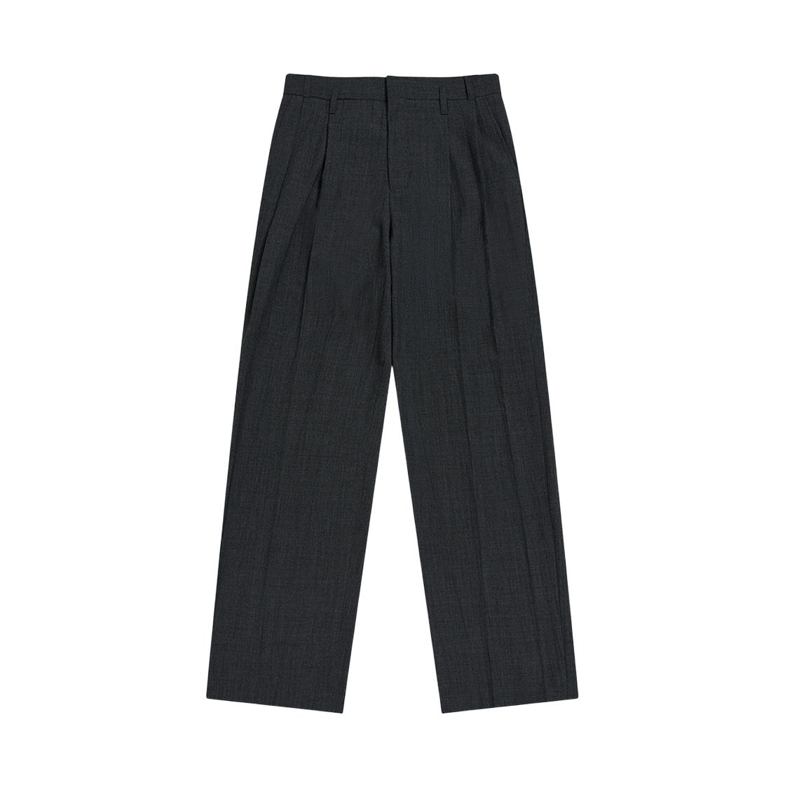 에스티유 2턱 크리즈 슬랙스 인 차콜(STU 2 Tuck Crease Slacks In Charcoal)