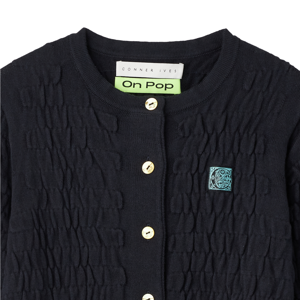 코너 아이브스 우먼 셔링 니티드 가디건 네이비 - 26FW(Conner Ives Women Shirred Knitted Cardigan Navy - 26FW) - 3