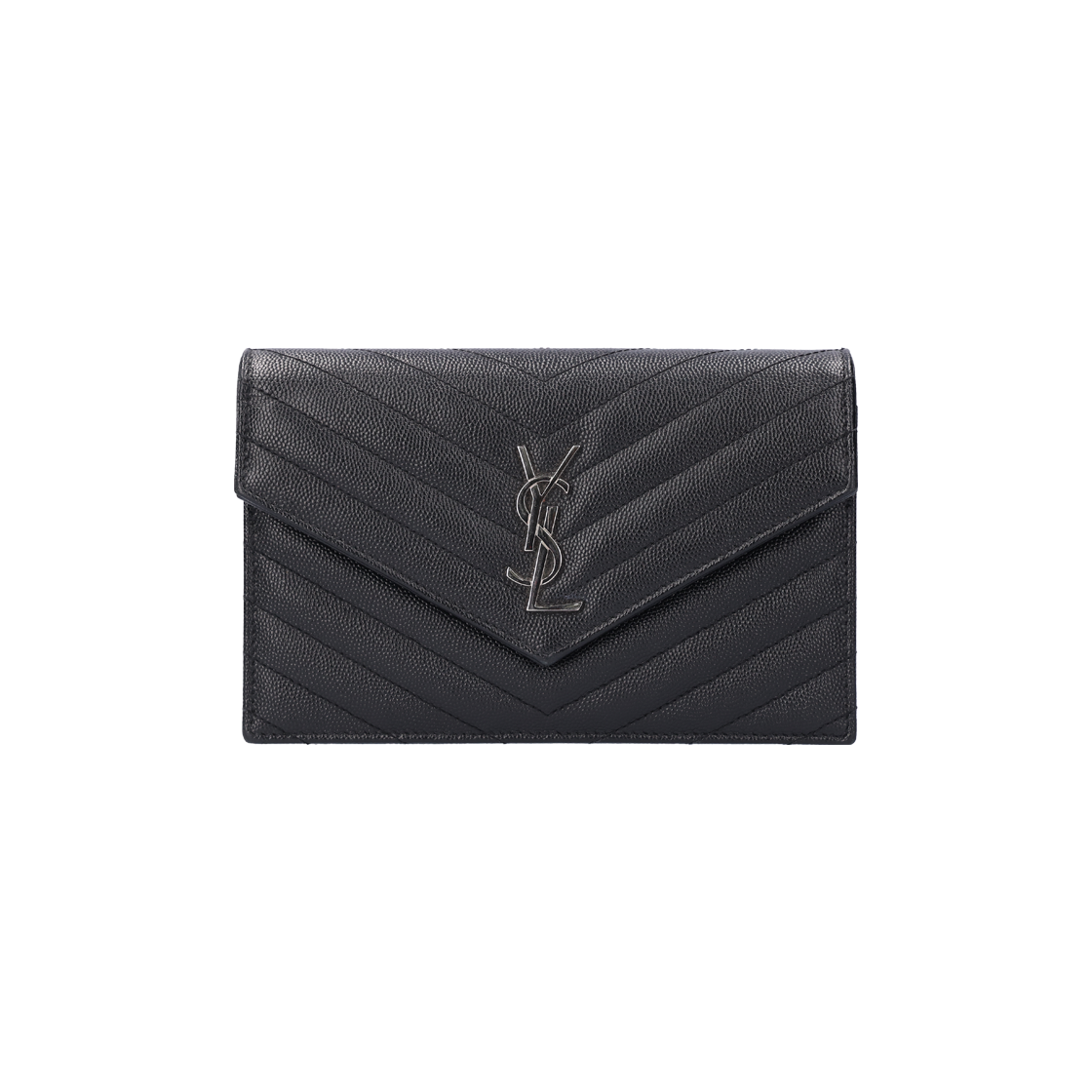 ITWRALJI5IJ9 Saint Laurent Cassandra Matelasse Envelope Chain Wallet in Black Calfskin Crossbody Bag