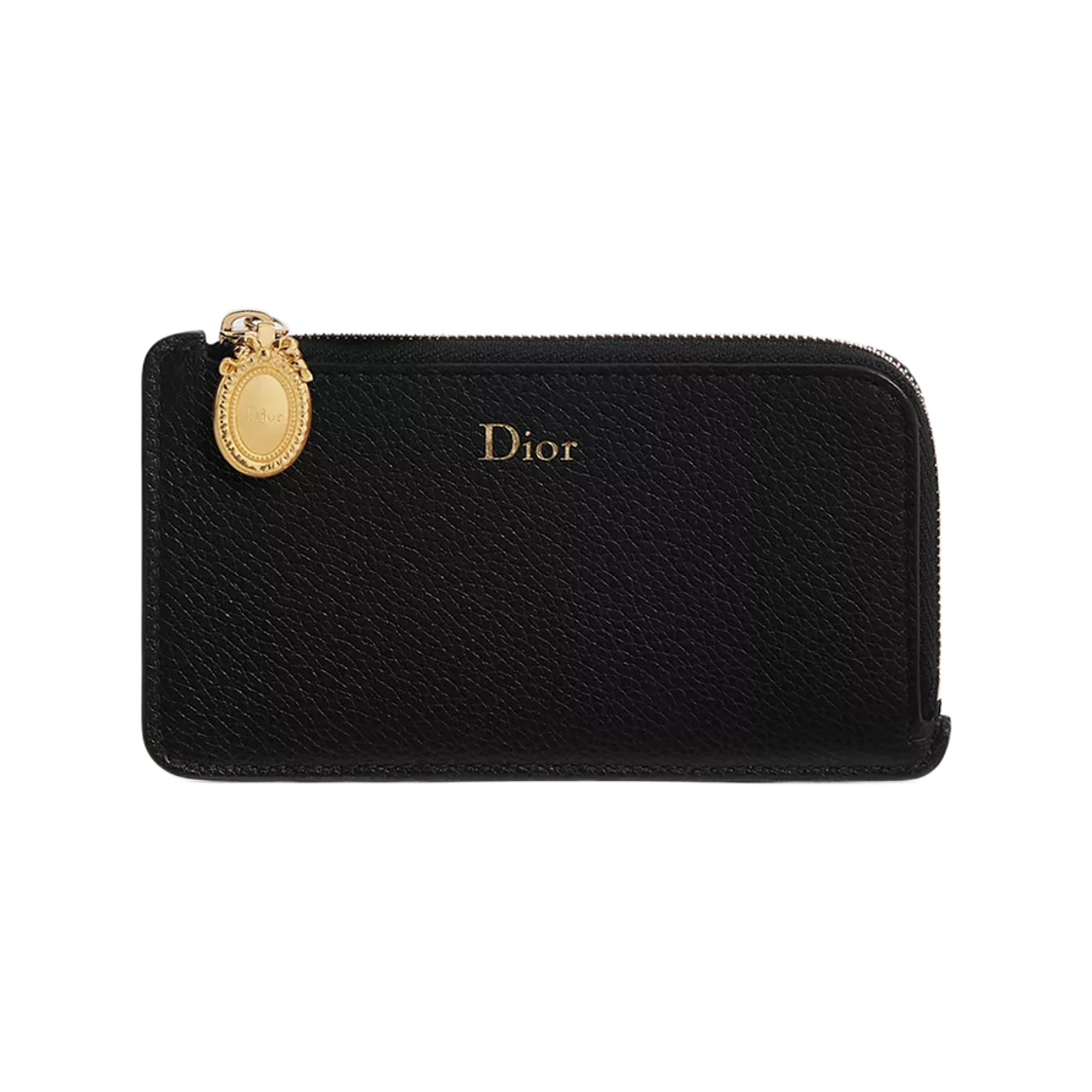 S2219QGME-M45I Dior Medallion Cosmos Zipped Card Holder Grained Calfskin Black Myosotis Blue