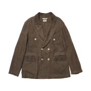 Stussy x Our Legacy Unconstructed DB Blazer Tan Linen Overdyed Black