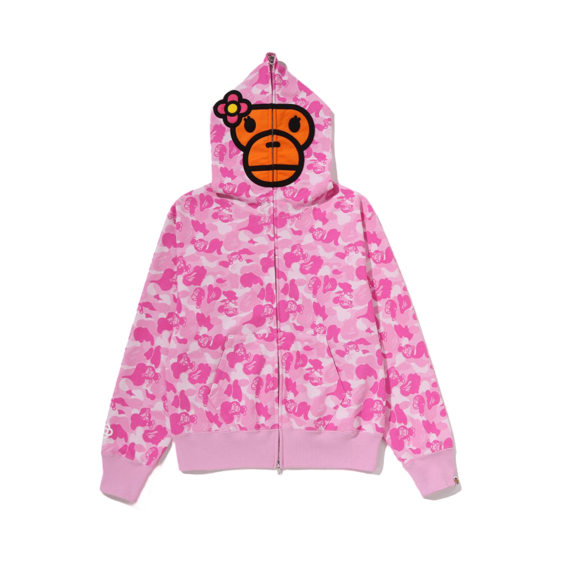 (W) 베이프 베이비 리사 ABC 카모 풀 집 후드 핑크((W) BAPE Baby Lisa ABC Camo Full Zip Hoodie Pink)