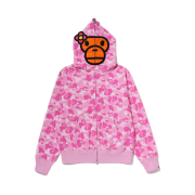 (W) BAPE Baby Lisa ABC Camo Full Zip Hoodie Pink