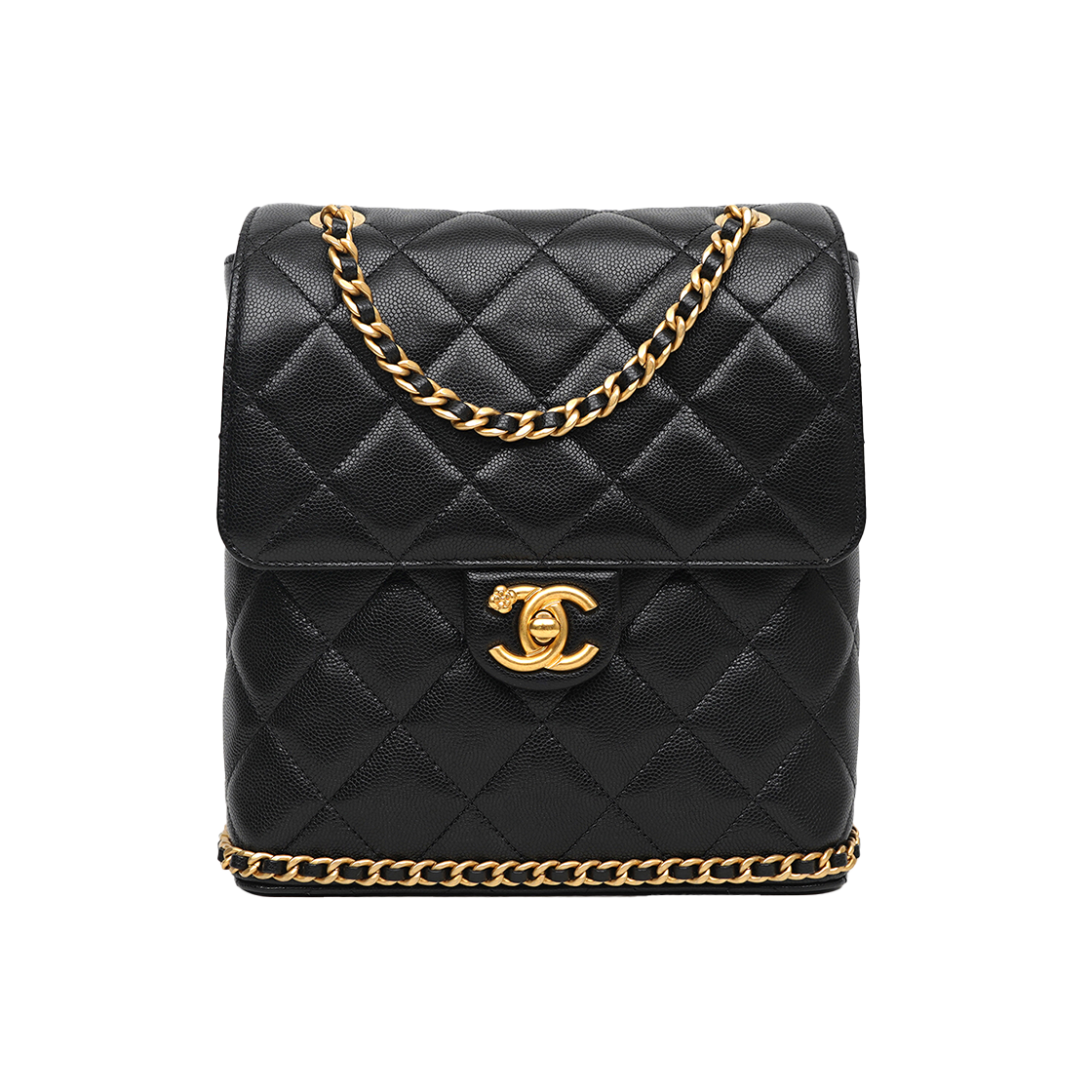 ITQNFEERG82T Chanel Caviar 23K Camellia-Decorated Square Backpack