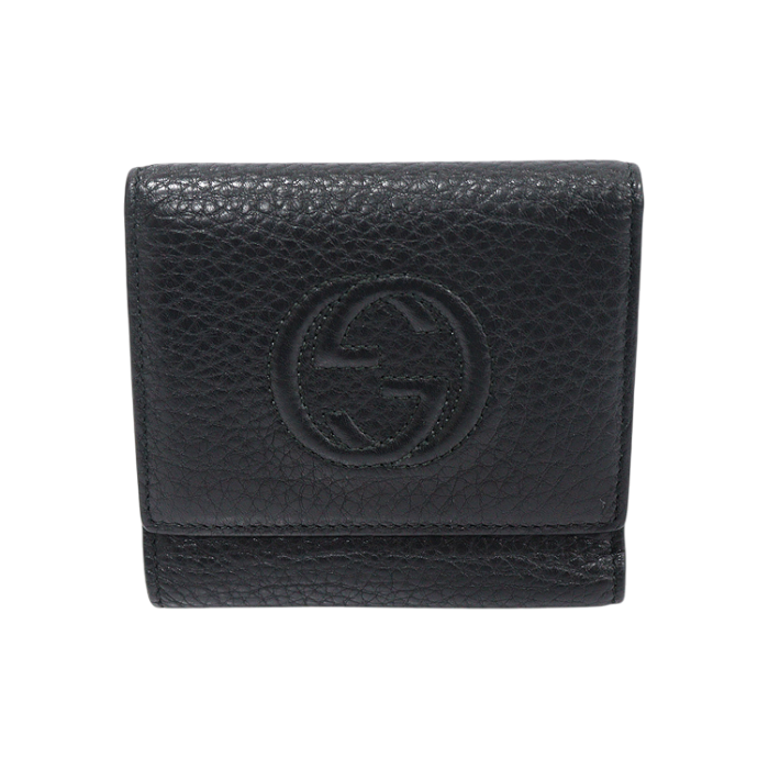 ITJWINNQUIPV Gucci Soho Compact Leather Wallet in Black