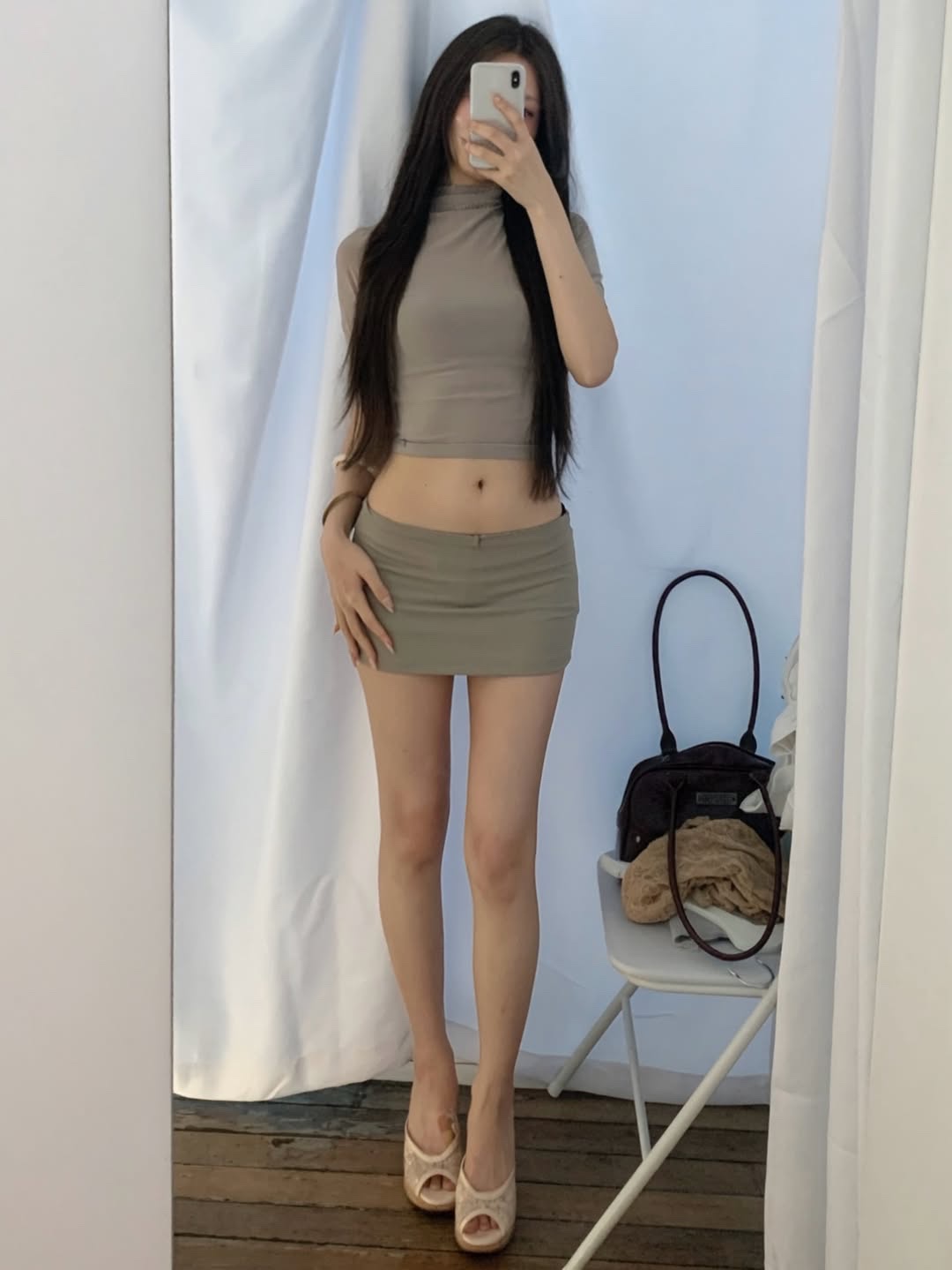 Bonnae essential micro skort Skin, Bonnae essential micro skort Black 착용 스타일