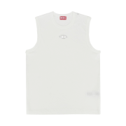 Diesel Sleeveless Cotton Top with Metallic Oval D White
