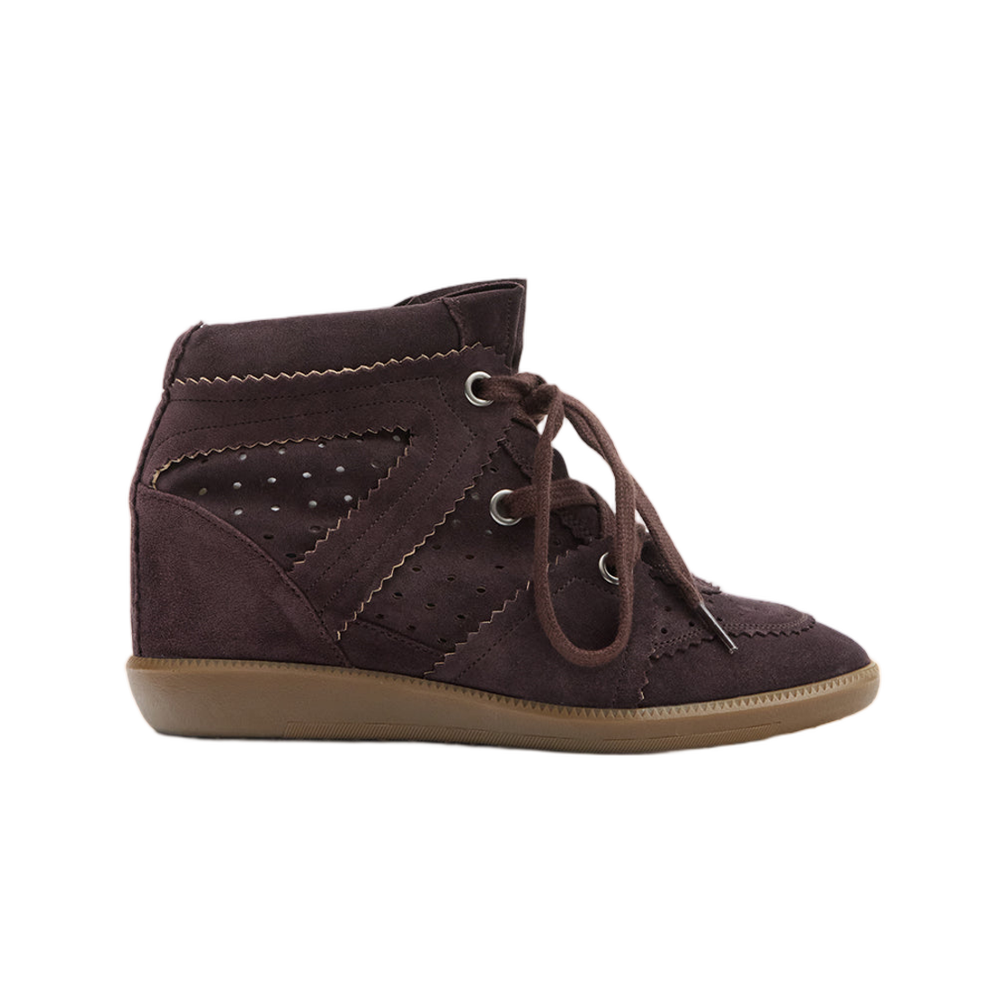BK0011FA-A1E20S-50CL (W) Isabel Marant Bobby Suede Wedge Sneakers Chocolate