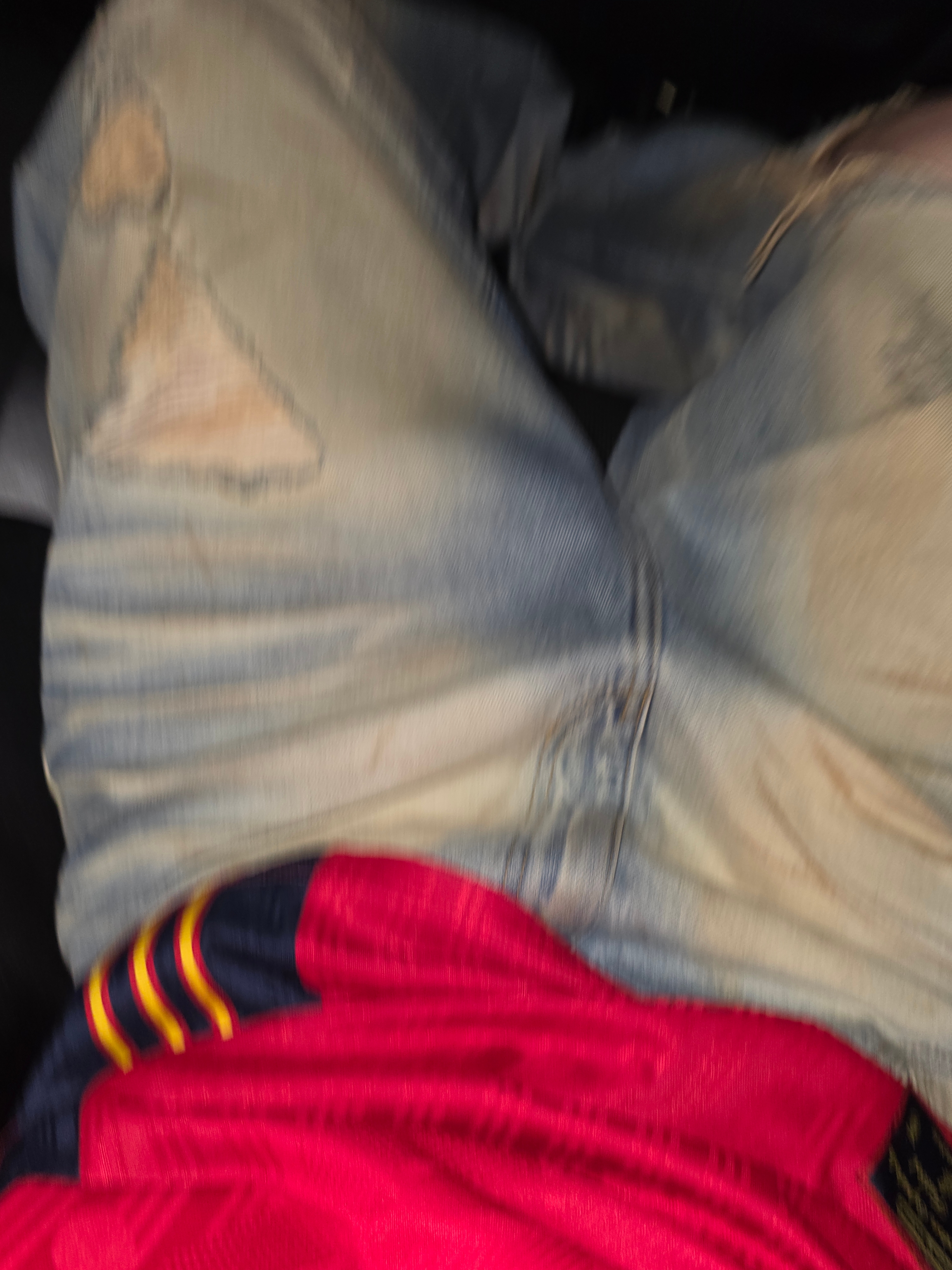 [트리플적립] PACOSPLY Garage Baggy Demin Pants Dust Blue, Adidas Spain 1996 Home Jersey Bold Red - KR Sizing (Non Marking Ver.) 착용 스타일