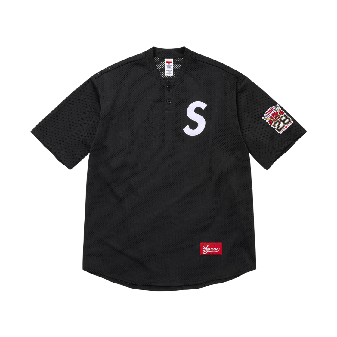 슈프림 샵 S 로고 베이스볼 헨리 블랙 도쿄 - 26SS(Supreme Shop S Logo Baseball Henley Black Tokyo - 26SS) - 1
