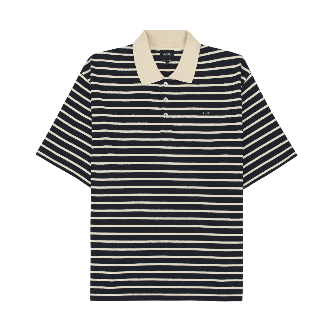 COHLT-H26538-IAK A.P.C. Striped Polo Shirt Dark Navy Blue