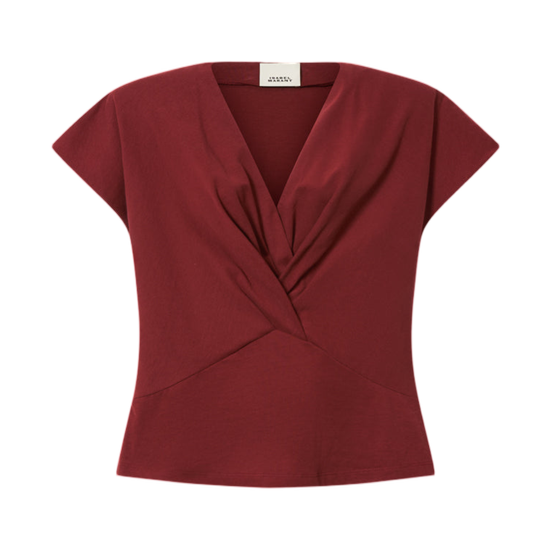 TS0341FA-A1N41I-80DB (W) Isabel Marant Nadrine Draped Cotton Jersey T-Shirt Dark Burgundy - 26FW