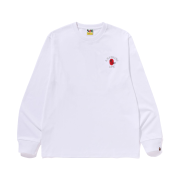 BAPE College One Point Embroidery L/S T-Shirt White