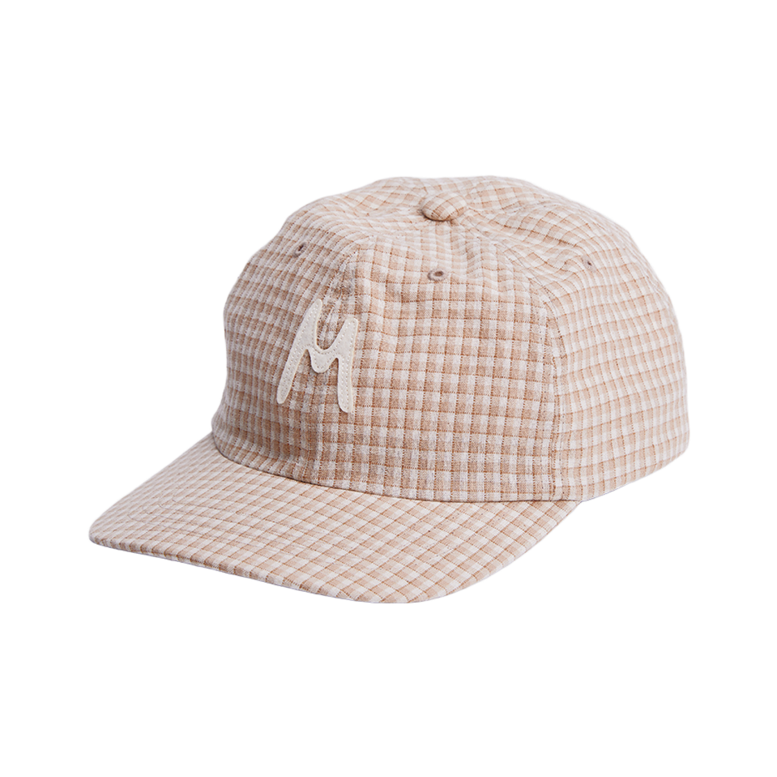 마스포켓 아플리케 크러쉬 캡 브라운 체크(Marspocket Applique Crush Cap Brown Check)