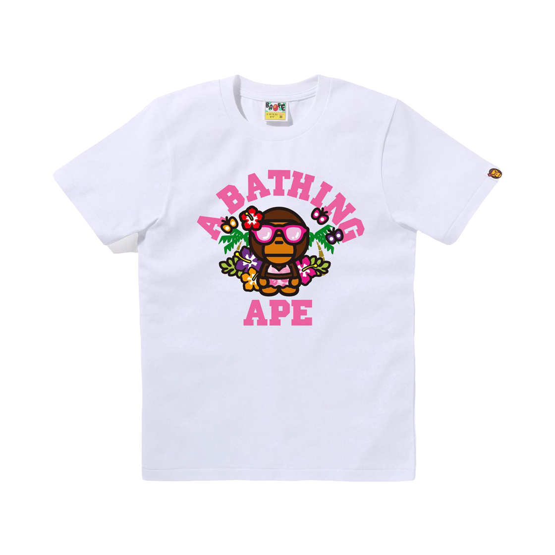 (W) 베이프 리사 컬리지 썸머 티셔츠 화이트((W) BAPE Lisa College Summer T-Shirt White)