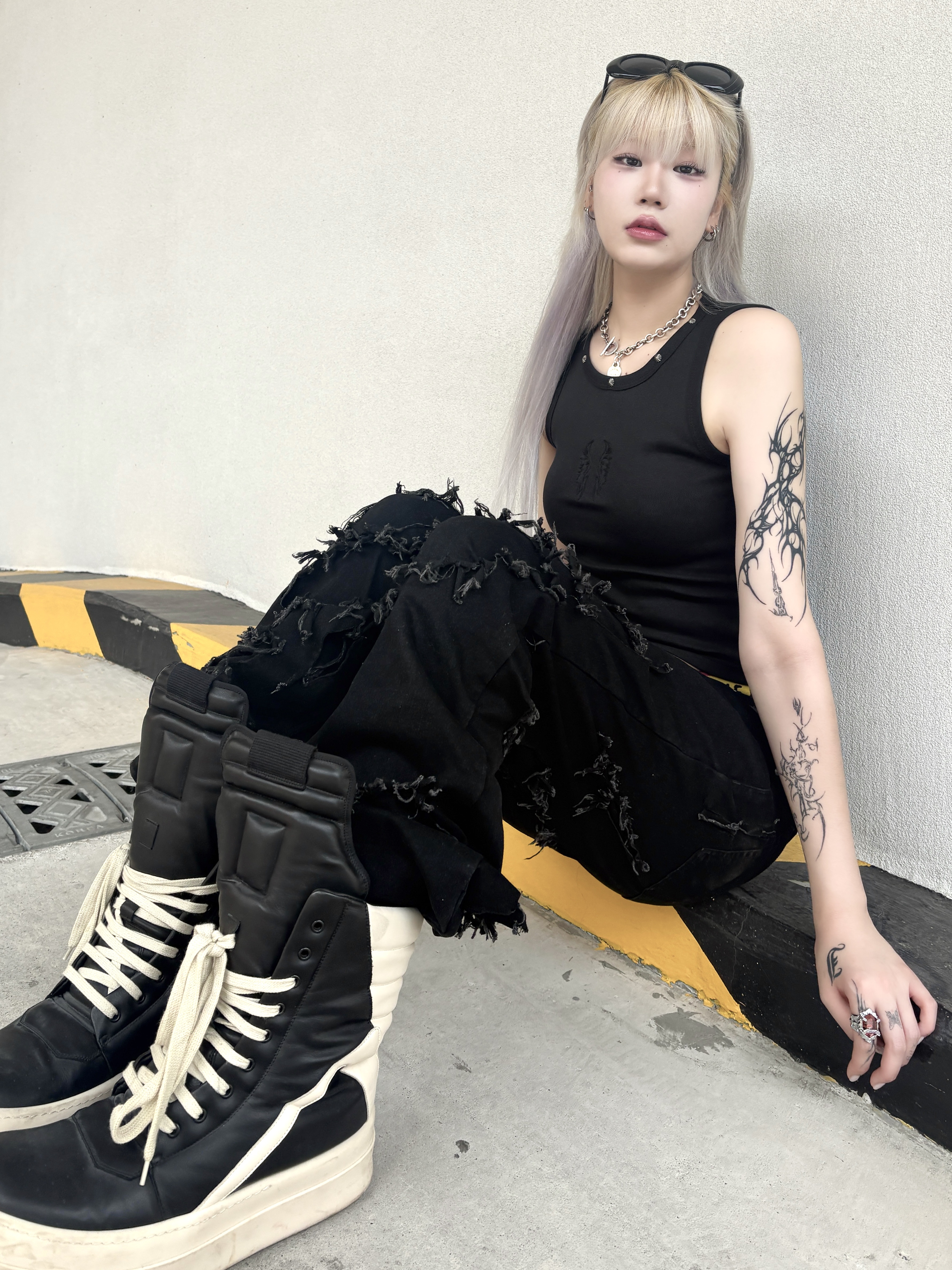 Rick Owens Mega Bumper Geobasket Black Milk, Human made Boxer Brief Black 착용 스타일 - 5