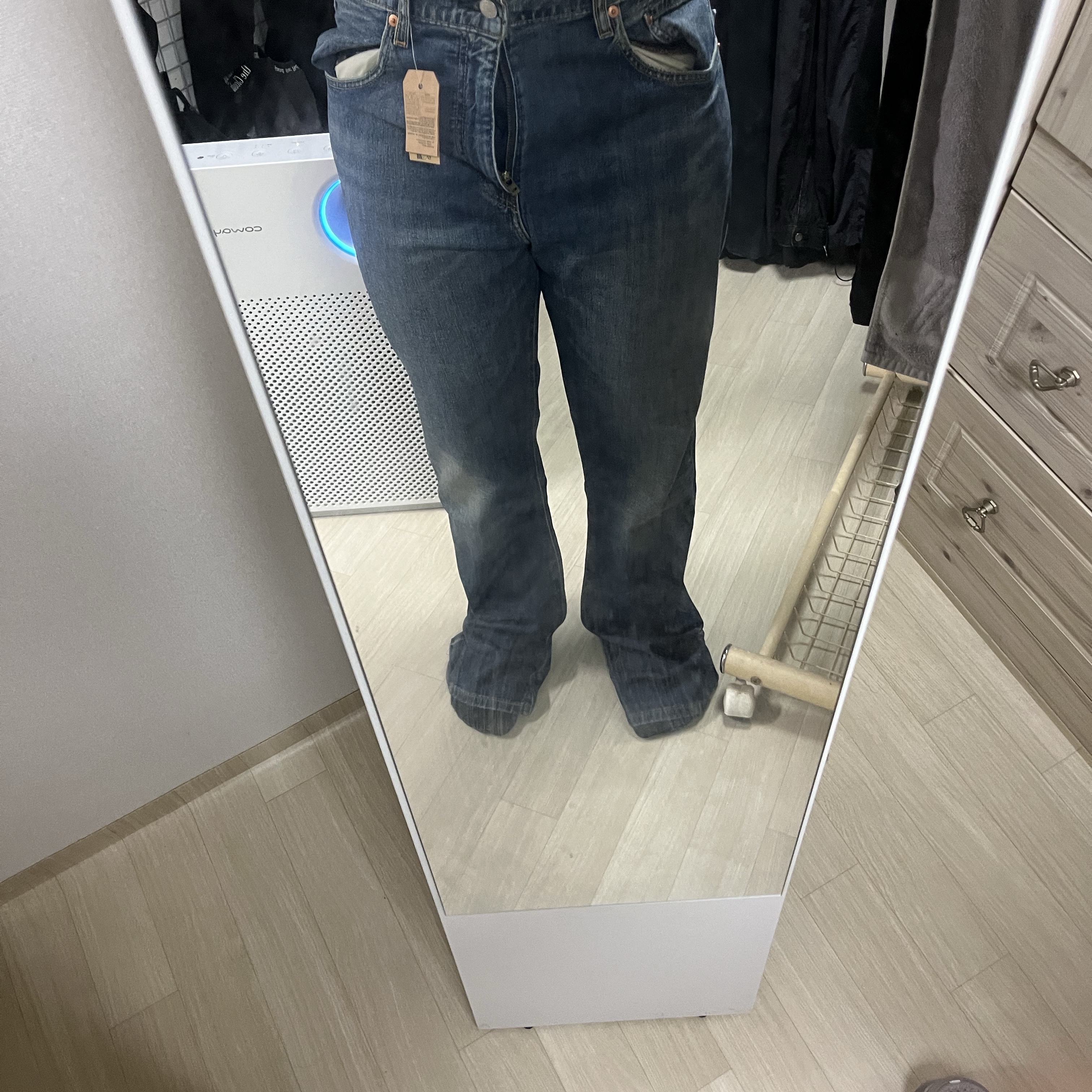 Levi's 517 Bootcut Jeans Got A Feeling Dark Wash Stretch 착용 스타일