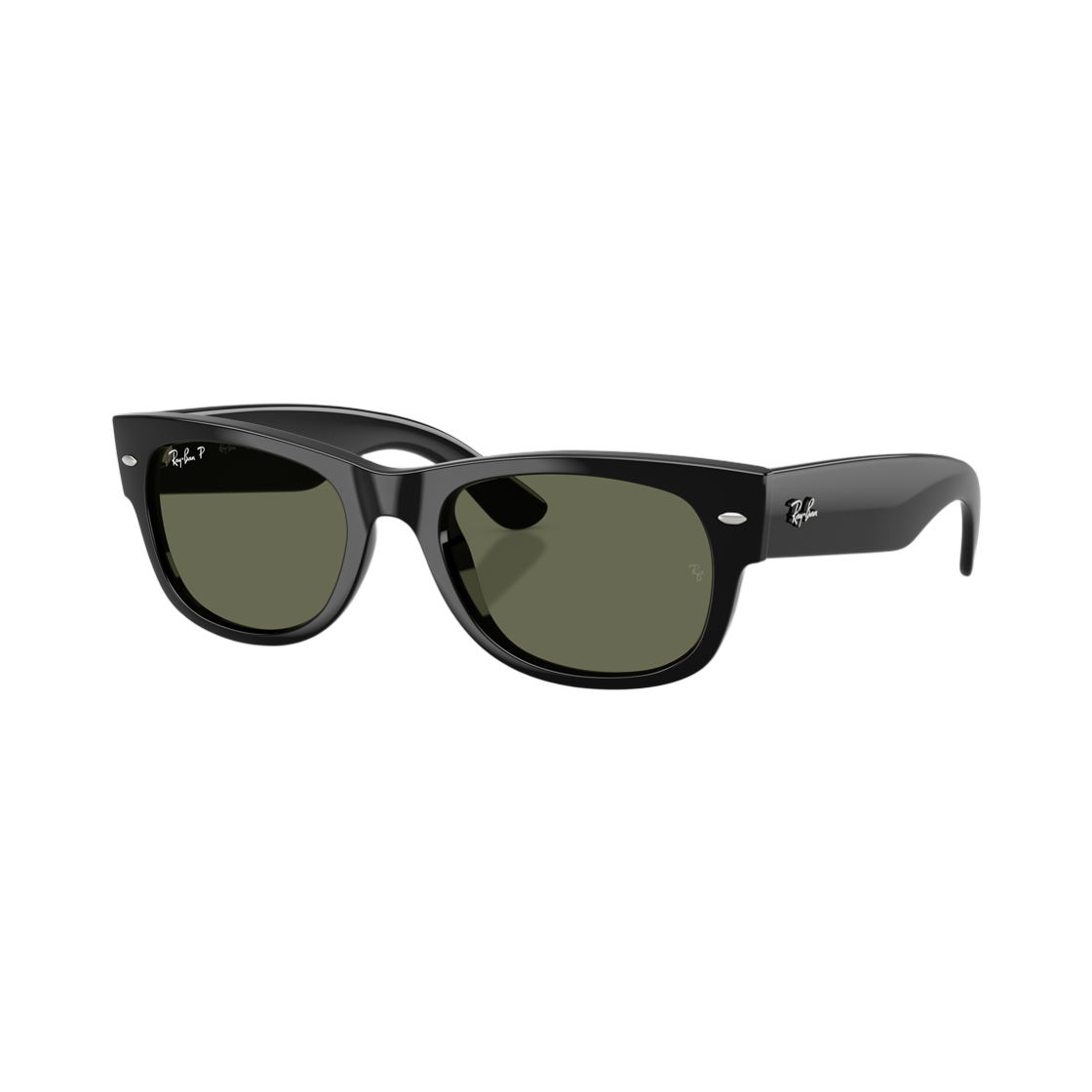 RB0832SF-601/58 Ray-Ban Mega Wayfarer II Polished Black Frame Green Polarized Lense Low Bridge Fit