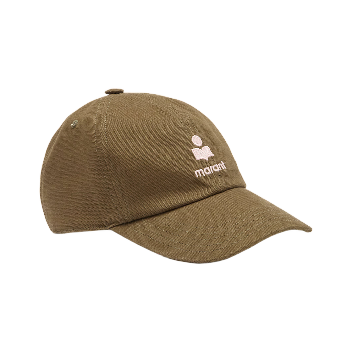 CQ053XFA-D1C05A-KILK Isabel Marant Tomas Cap Embroidered Cotton Canvas Khaki Light Pink